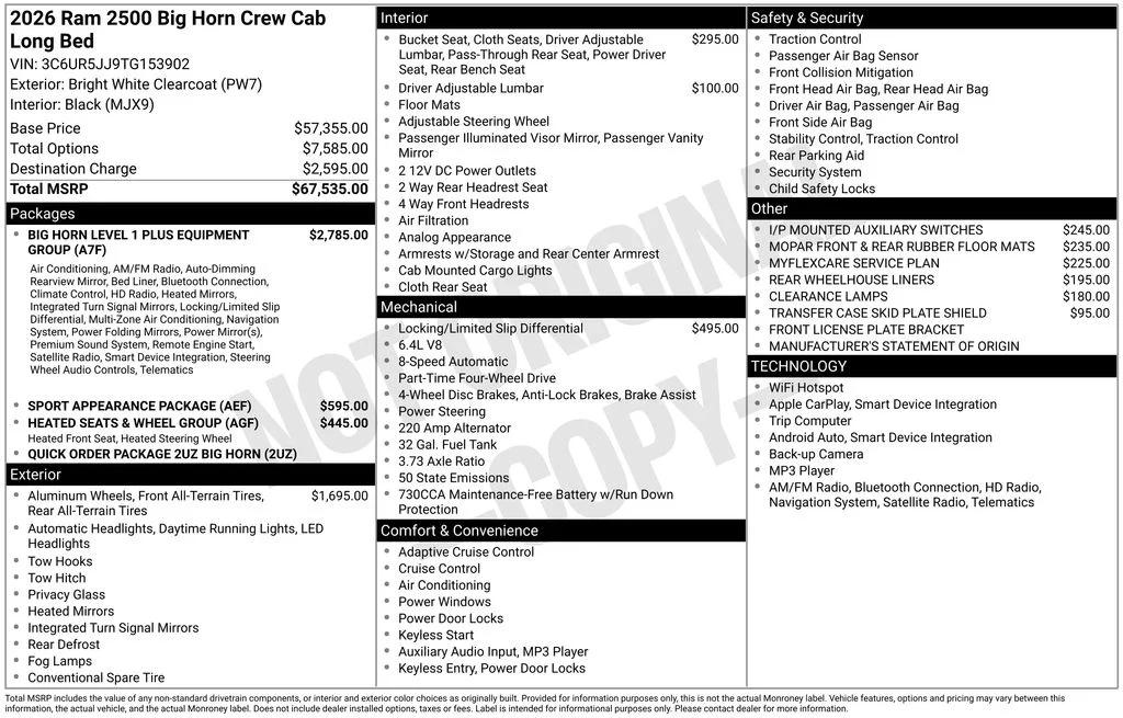 ram ram 2500 pickup 2026 3C6UR5JJ9TG153902 image ram ram 2500 pickup 2026 3C6UR5JJ9TG153902 image